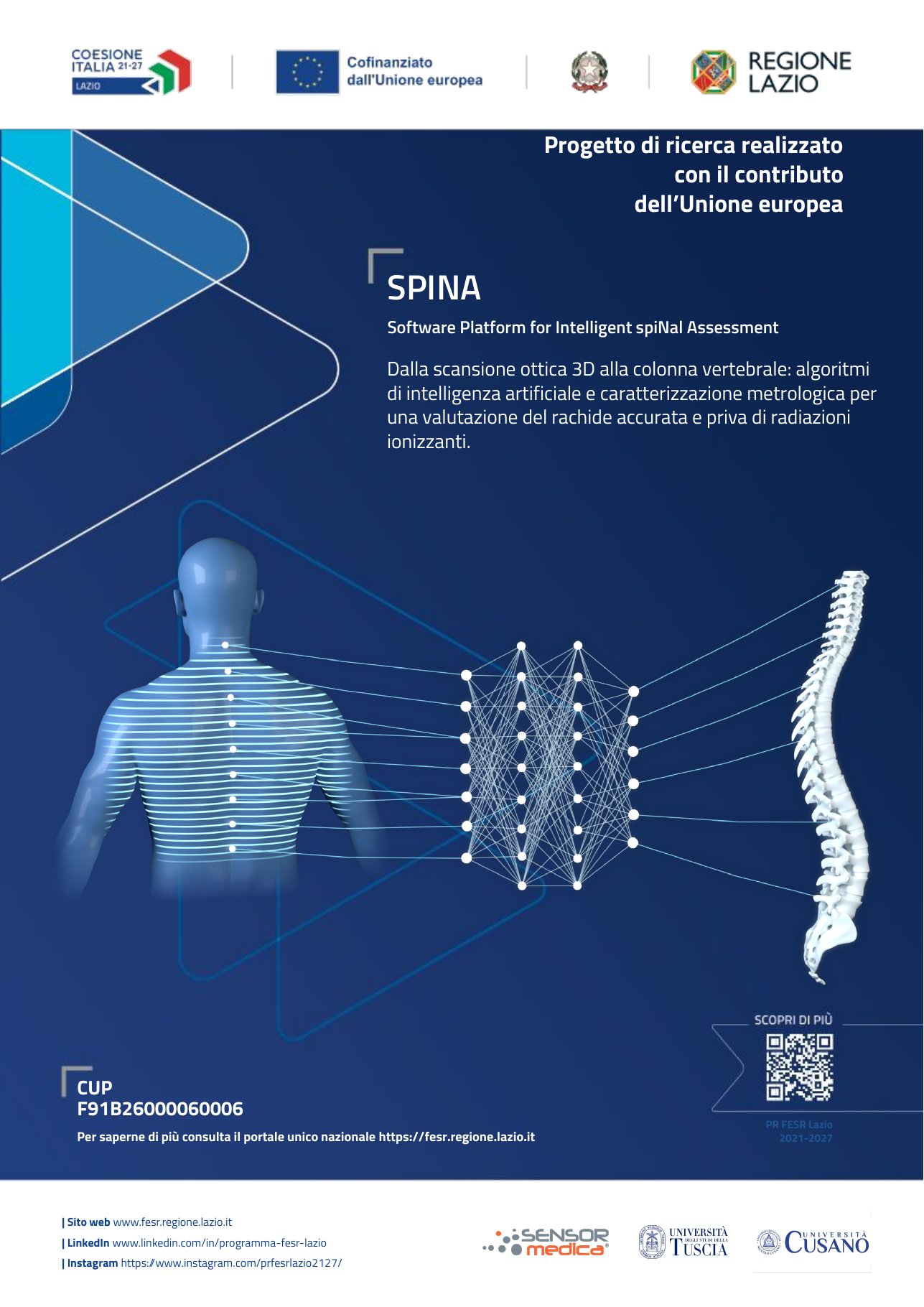 Poster del progetto SPINA – PR FESR Lazio 2021-2027, CUP F91B26000060006